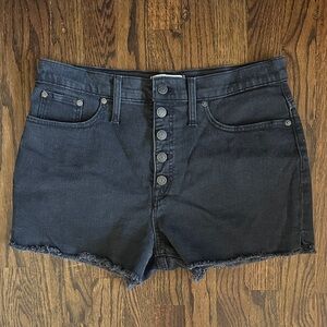 Classic Black Button-Up Jean Shorts